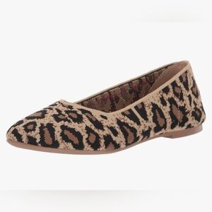 Skechers Air-cooled Memory Foam Cleo Leopard Knit Skimmer Flats Size 10